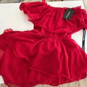 Red chiffon ruffle dress